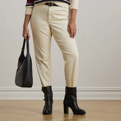 Lauren Woman High-rise Straight Ankle Jean In Cream Wash