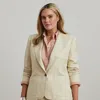 Lauren Woman Linen-blend Twill Blazer In Ivory Beige