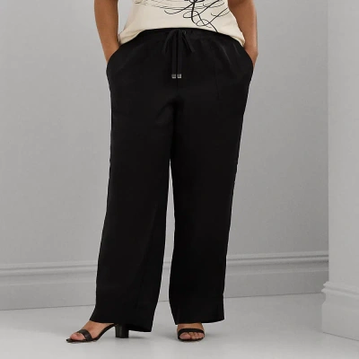 Lauren Woman Linen Wide-leg Trouser In Black