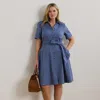 Lauren Woman Ralph Lauren Belted Cotton-blend Shirtdress