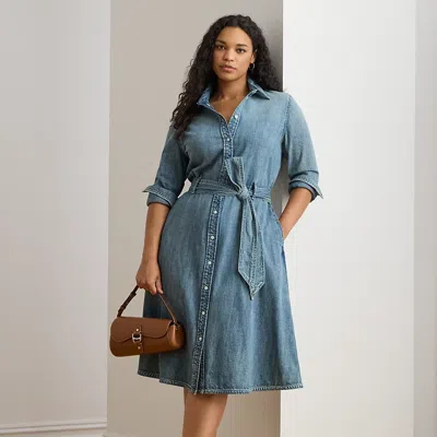 Lauren Woman Ralph Lauren Belted Denim Shirtdress