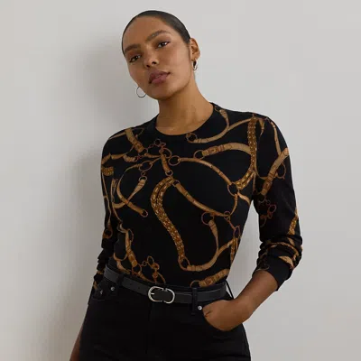 Lauren Woman Ralph Lauren Belting-print Cotton-blend Sweater