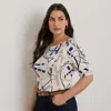 Lauren Woman Ralph Lauren Belting-print Cotton Boatneck Tee In Multi