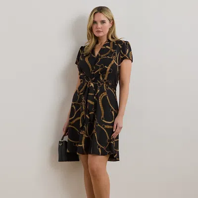 Lauren Woman Ralph Lauren Belting-print Crepe Tie-front Dress