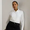Lauren Woman Ralph Lauren Bib-front Cotton Broadcloth Shirt In White