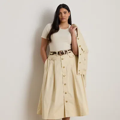 Lauren Woman Ralph Lauren Button-front Micro-sanded Twill Skirt
