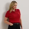 Lauren Woman Ralph Lauren Cable-knit Cotton Polo Sweater