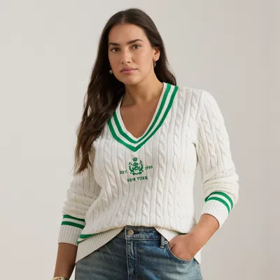 Lauren Woman Ralph Lauren Cable-knit Cricket Sweater In White