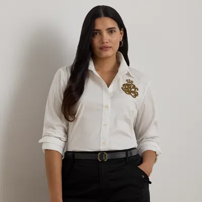 Lauren Woman Ralph Lauren Classic Fit Logo Cotton-blend Shirt In White