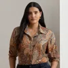 Lauren Woman Ralph Lauren Classic Fit Paisley Crepe Shirt In Brown