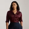 Lauren Woman Ralph Lauren Classic Fit Satin Charmeuse Shirt In Brown