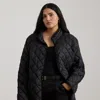 Lauren Woman Ralph Lauren Diamond-quilted Mockneck Jacket In Black