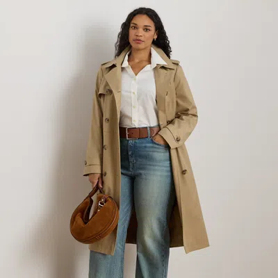 Lauren Woman Double-breasted Cotton-blend Trench Coat In Sand