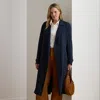 Lauren Woman Ralph Lauren Double-faced Georgette Wrap Coat In Blue