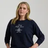 Lauren Woman Ralph Lauren Embroidered-crest Fleece Pullover In Blue