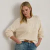 Lauren Woman Ralph Lauren Embroidered-logo Combed Cotton Sweater In Brown