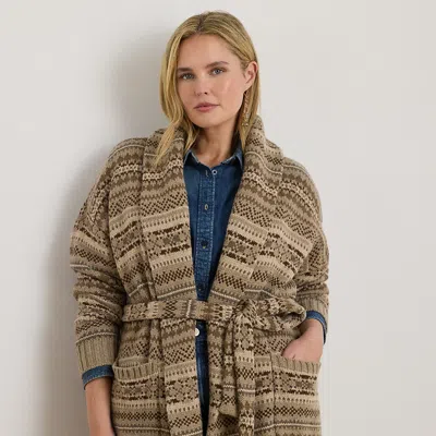 Lauren Woman Ralph Lauren Fair Isle Belted Wool-blend Cardigan