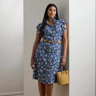 Lauren Woman Ralph Lauren Floral Belted Georgette Shirtdress