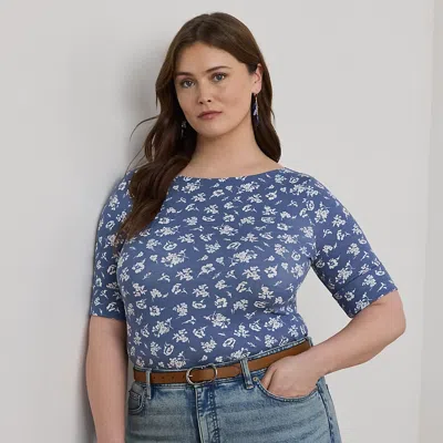Lauren Woman Ralph Lauren Floral Stretch Cotton Boatneck Tee