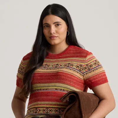 Lauren Woman Ralph Lauren Geo-striped Short-sleeve Sweater