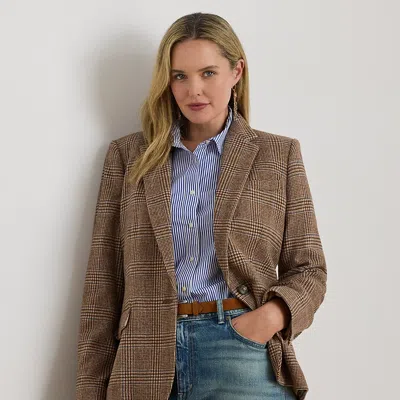 Lauren Woman Ralph Lauren Glen Plaid Wool-blend Twill Blazer In Multi