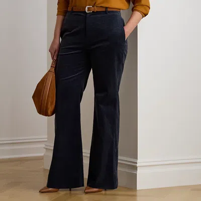 Lauren Woman Ralph Lauren High-rise Corduroy Flare Pant In Blue