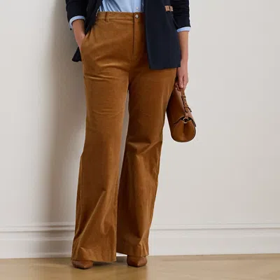 Lauren Woman Ralph Lauren High-rise Corduroy Flare Pant In Brown