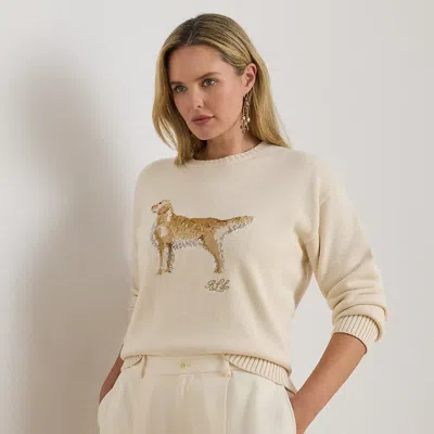 Lauren Woman Ralph Lauren Intarsia-knit Golden Retriever Sweater In Brown