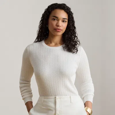 Lauren Woman Ralph Lauren Mini-cable Crewneck Sweater In White