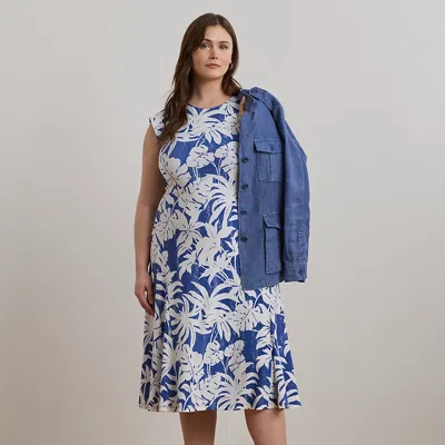 Lauren Woman Ralph Lauren Palm-frond-print Stretch Jersey Dress
