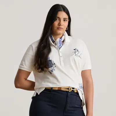 Lauren Woman Ralph Lauren Patchwork Piqué Polo Shirt