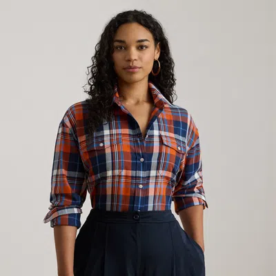 Lauren Woman Ralph Lauren Plaid Cotton Twill Shirt In Multi