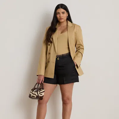 Lauren Woman Ralph Lauren Pleated Linen-blend Twill Short
