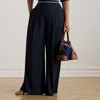 Lauren Woman Ralph Lauren Pleated Stretch Jersey Wide-leg Pant In Blue