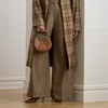 Lauren Woman Ralph Lauren Pleated Wool Herringbone Wide-leg Pant In Brown