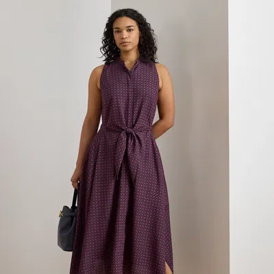 Lauren Woman Ralph Lauren Print Tie-front Crepe Sleeveless Dress In Multi