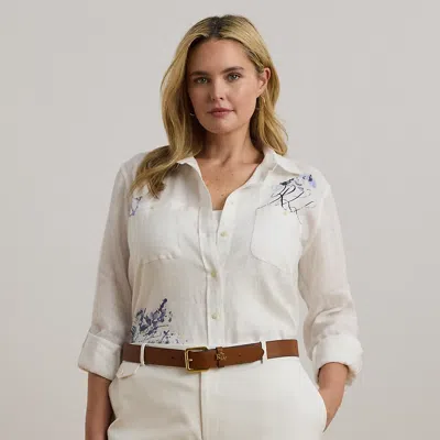 Lauren Woman Ralph Lauren Relaxed Fit Print Roll-tab Sleeve Shirt