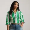 Lauren Woman Ralph Lauren Relaxed Fit Striped Broadcloth Shirt In Multi