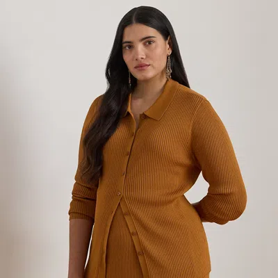 Lauren Woman Ralph Lauren Rib-knit Long-sleeve Polo Cardigan