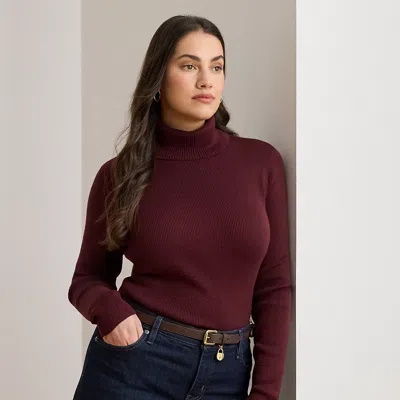 Lauren Woman Ralph Lauren Ribbed Turtleneck Sweater In Burgundy