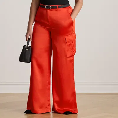 Lauren Woman Ralph Lauren Satin Charmeuse Wide-leg Cargo Pant