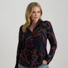 Lauren Woman Ralph Lauren Slim Fit Belting-print Jersey Shirt In Multi