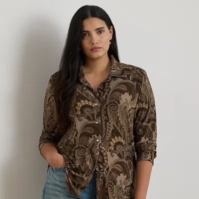 Lauren Woman Ralph Lauren Slim Fit Paisley Jersey Shirt In Multi