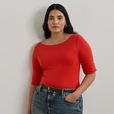 Lauren Woman Ralph Lauren Stretch Cotton Boatneck Top