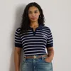 Lauren Woman Ralph Lauren Striped Cotton-blend Polo Sweater