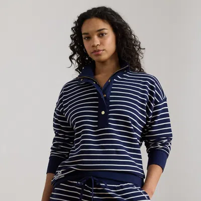 Lauren Woman Ralph Lauren Striped French Terry Mockneck Sweatshirt