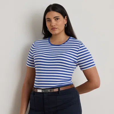 Lauren Woman Ralph Lauren Striped Stretch Cotton Crewneck Tee