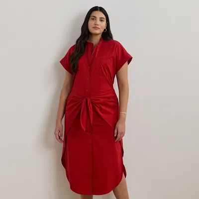 Lauren Woman Ralph Lauren Tie-front Cotton-blend Shirtdress