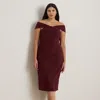 Lauren Woman Ralph Lauren Twist-front Crepe Cocktail Dress In Burgundy