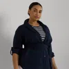 Lauren Woman Belted Linen Shirt In Lauren Navy